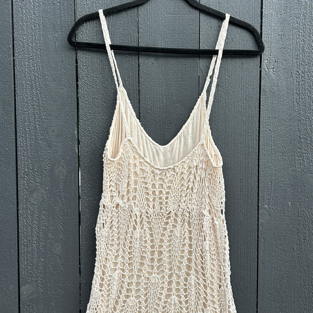 Zara Crochet Boho Fairy Slip Dress Medium Resort Festival Coastal Sheer Midi - Picture 6 of 11